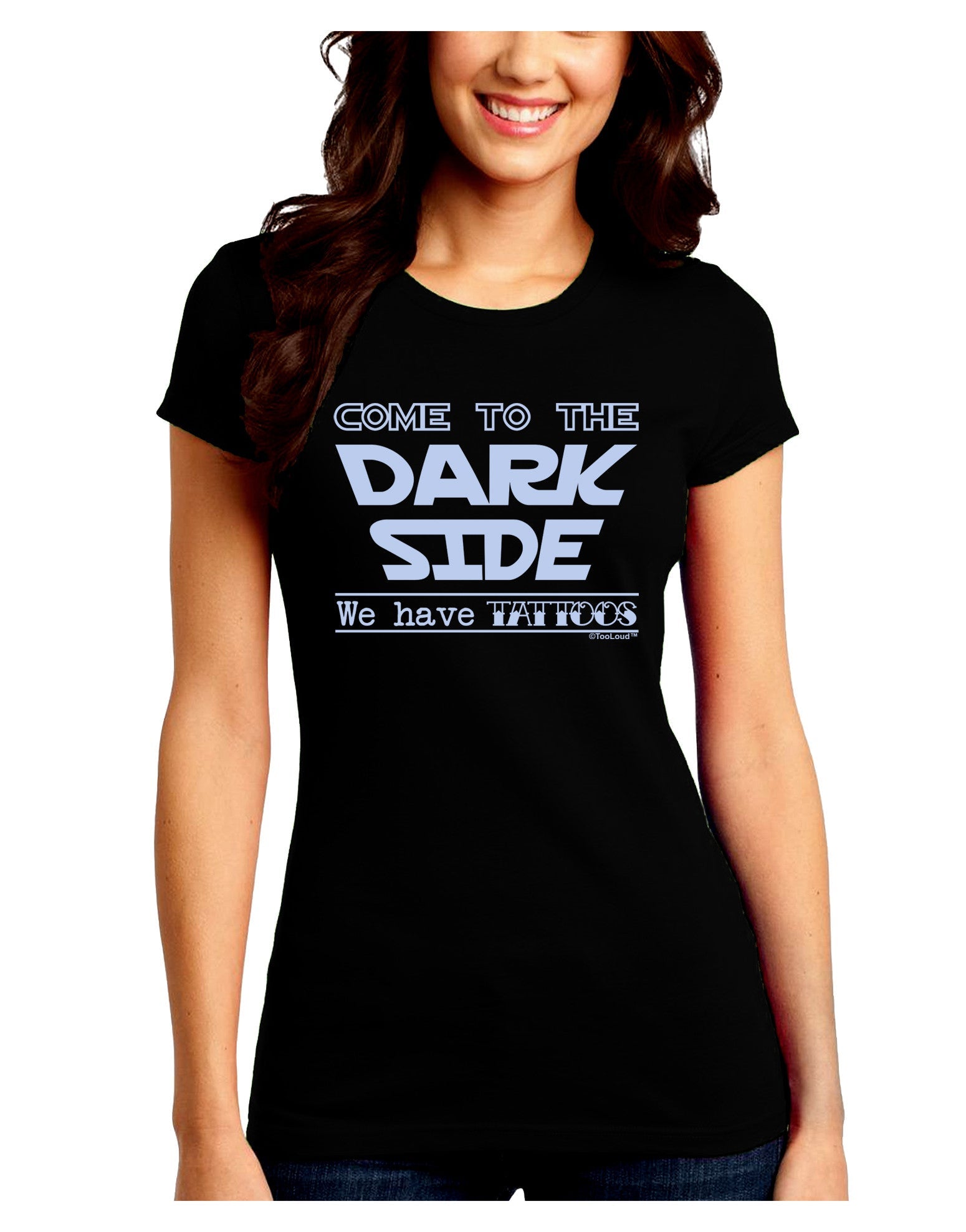 Come To The Dark Side - Tattoos Juniors Petite Crew Dark T-Shirt-T-Shirts Juniors Tops-TooLoud-Black-Juniors Fitted Small-Davson Sales
