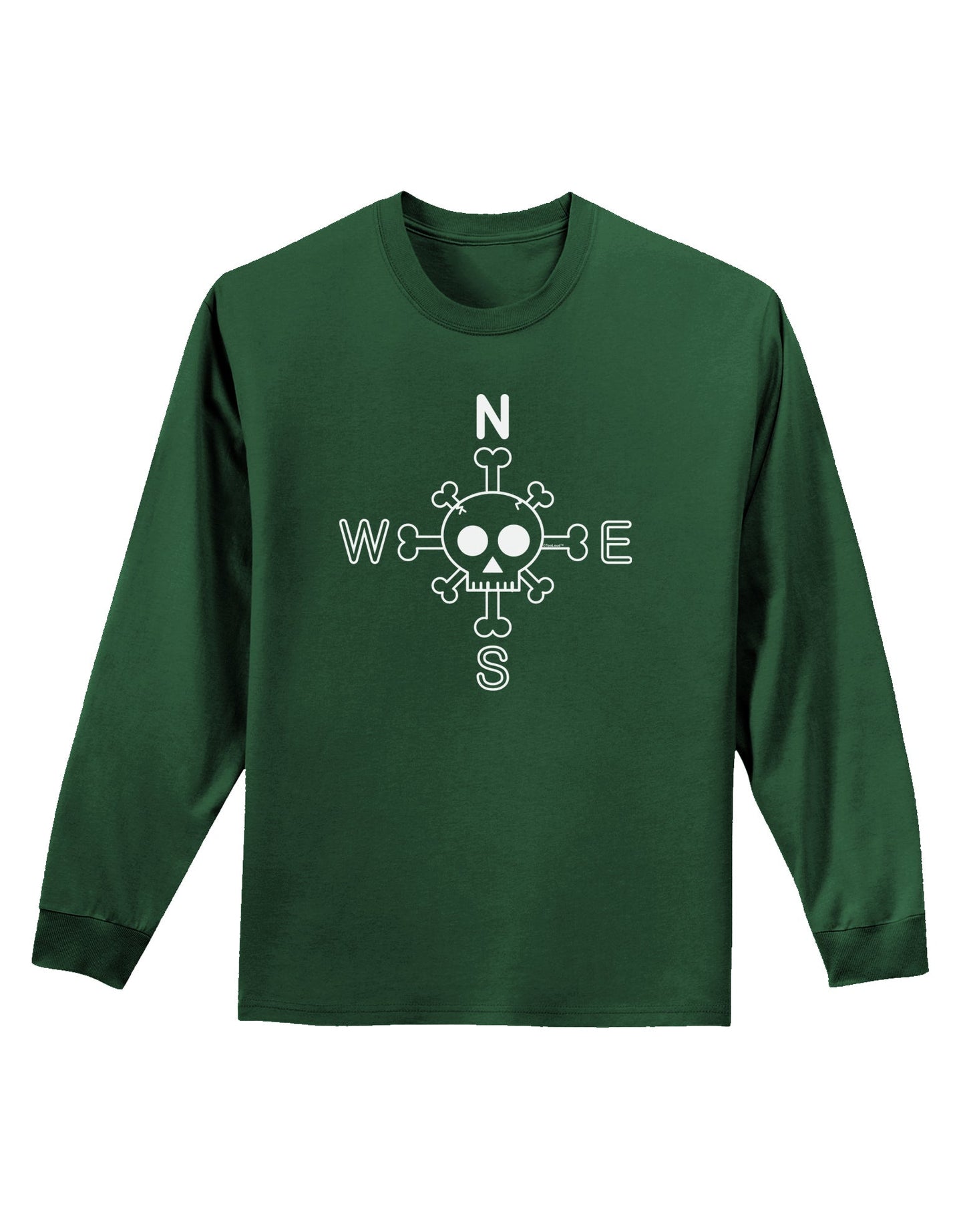 Compass Rose - Skull and Crossbones Adult Long Sleeve Dark T-Shirt-TooLoud-Dark-Green-Small-Davson Sales
