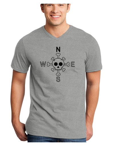 Compass Rose - Skull and Crossbones Adult V-Neck T-shirt-Mens V-Neck T-Shirt-TooLoud-HeatherGray-Small-Davson Sales