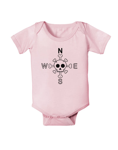 Compass Rose - Skull and Crossbones Baby Romper Bodysuit-Baby Romper-TooLoud-Light-Pink-06-Months-Davson Sales