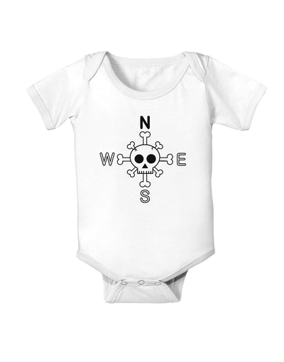 Compass Rose - Skull and Crossbones Baby Romper Bodysuit-Baby Romper-TooLoud-White-06-Months-Davson Sales