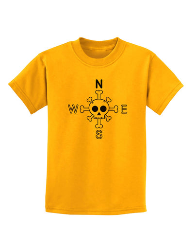 Compass Rose - Skull and Crossbones Childrens T-Shirt-Childrens T-Shirt-TooLoud-Gold-X-Small-Davson Sales