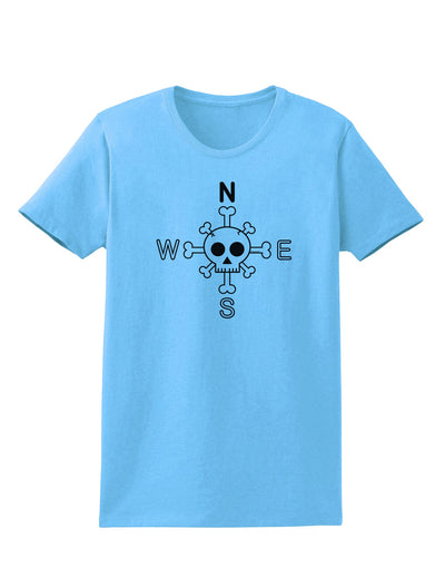 Compass Rose - Skull and Crossbones Womens T-Shirt-Womens T-Shirt-TooLoud-Aquatic-Blue-X-Small-Davson Sales