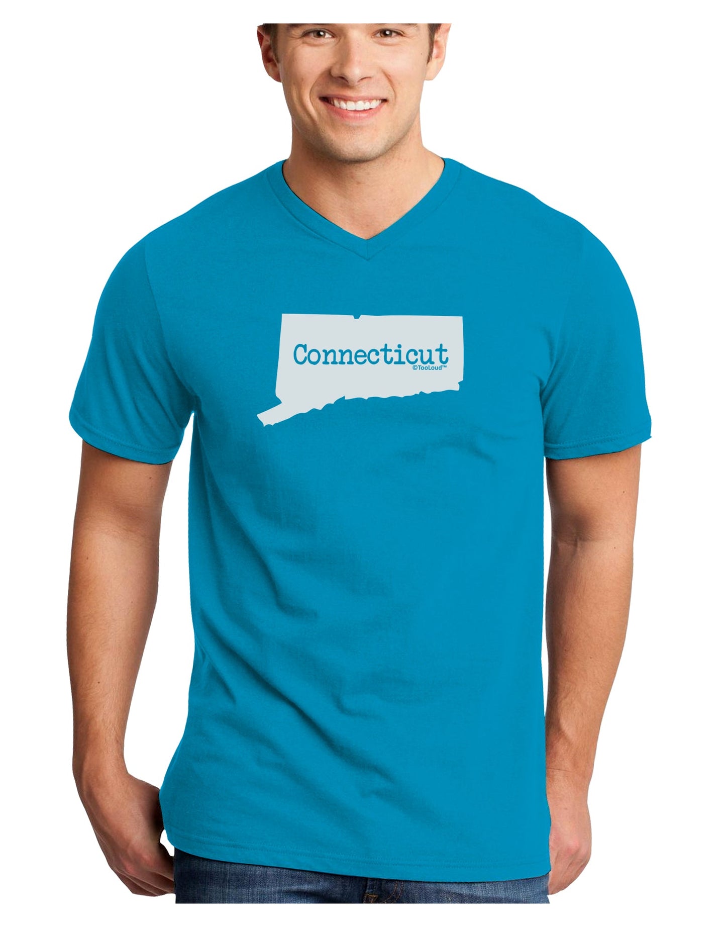 Connecticut - United States Shape Adult Dark V-Neck T-Shirt by TooLoud-Mens V-Neck T-Shirt-TooLoud-Turquoise-Small-Davson Sales