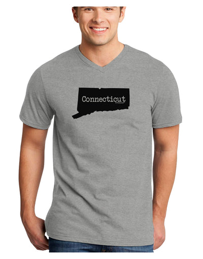 Connecticut - United States Shape Adult V-Neck T-shirt by TooLoud-Mens V-Neck T-Shirt-TooLoud-HeatherGray-Small-Davson Sales