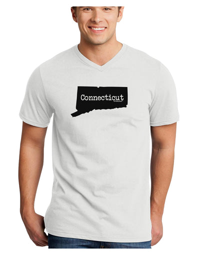 Connecticut - United States Shape Adult V-Neck T-shirt by TooLoud-Mens V-Neck T-Shirt-TooLoud-White-Small-Davson Sales