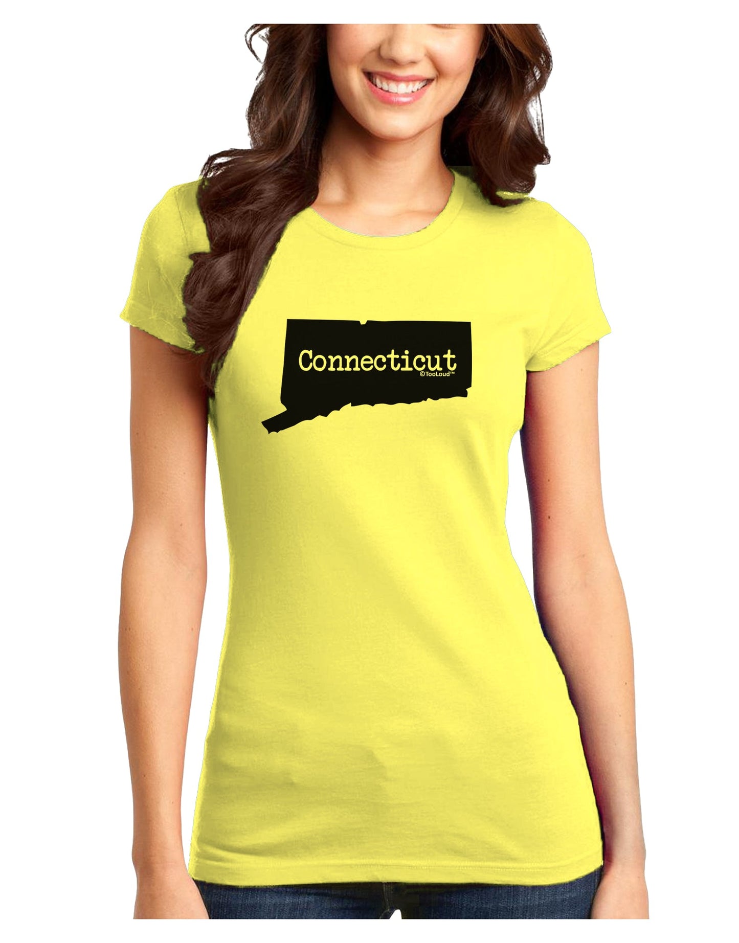 Connecticut - United States Shape Juniors T-Shirt by TooLoud-Womens Juniors T-Shirt-TooLoud-Yellow-Juniors Fitted X-Small-Davson Sales