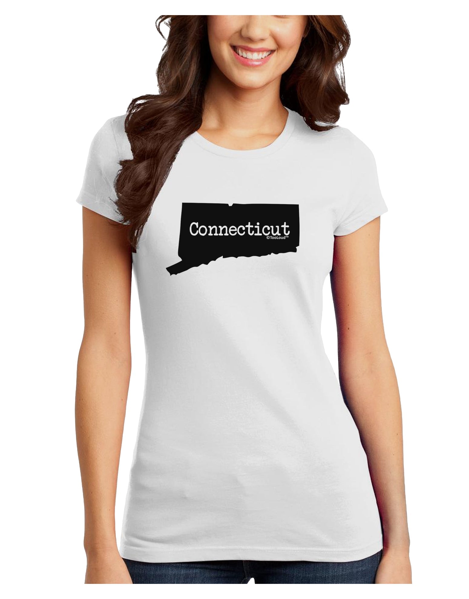 Connecticut - United States Shape Juniors T-Shirt by TooLoud-Womens Juniors T-Shirt-TooLoud-White-Juniors Fitted X-Small-Davson Sales