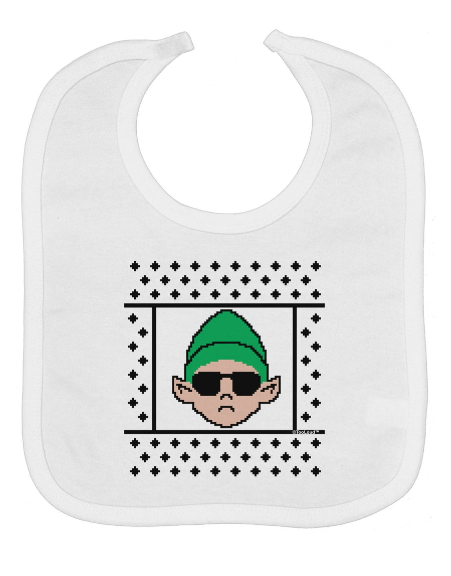 Cool Elf Christmas Sweater Baby Bib