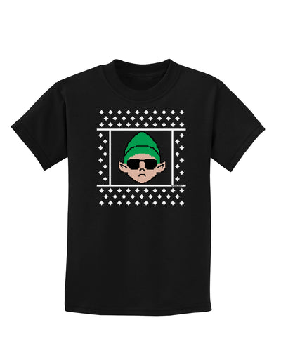 Cool Elf Christmas Sweater Childrens Dark T-Shirt-Childrens T-Shirt-TooLoud-Black-X-Small-Davson Sales