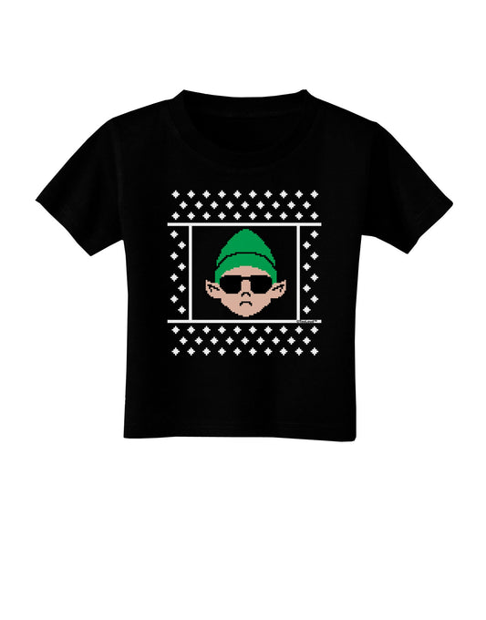 Cool Elf Christmas Sweater Toddler T-Shirt Dark-Toddler T-Shirt-TooLoud-Black-2T-Davson Sales