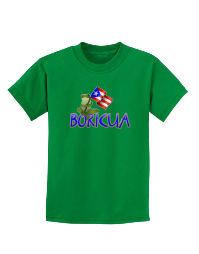 Coqui Boricua Childrens Dark T-Shirt-Childrens T-Shirt-TooLoud-Kelly-Green-X-Small-Davson Sales