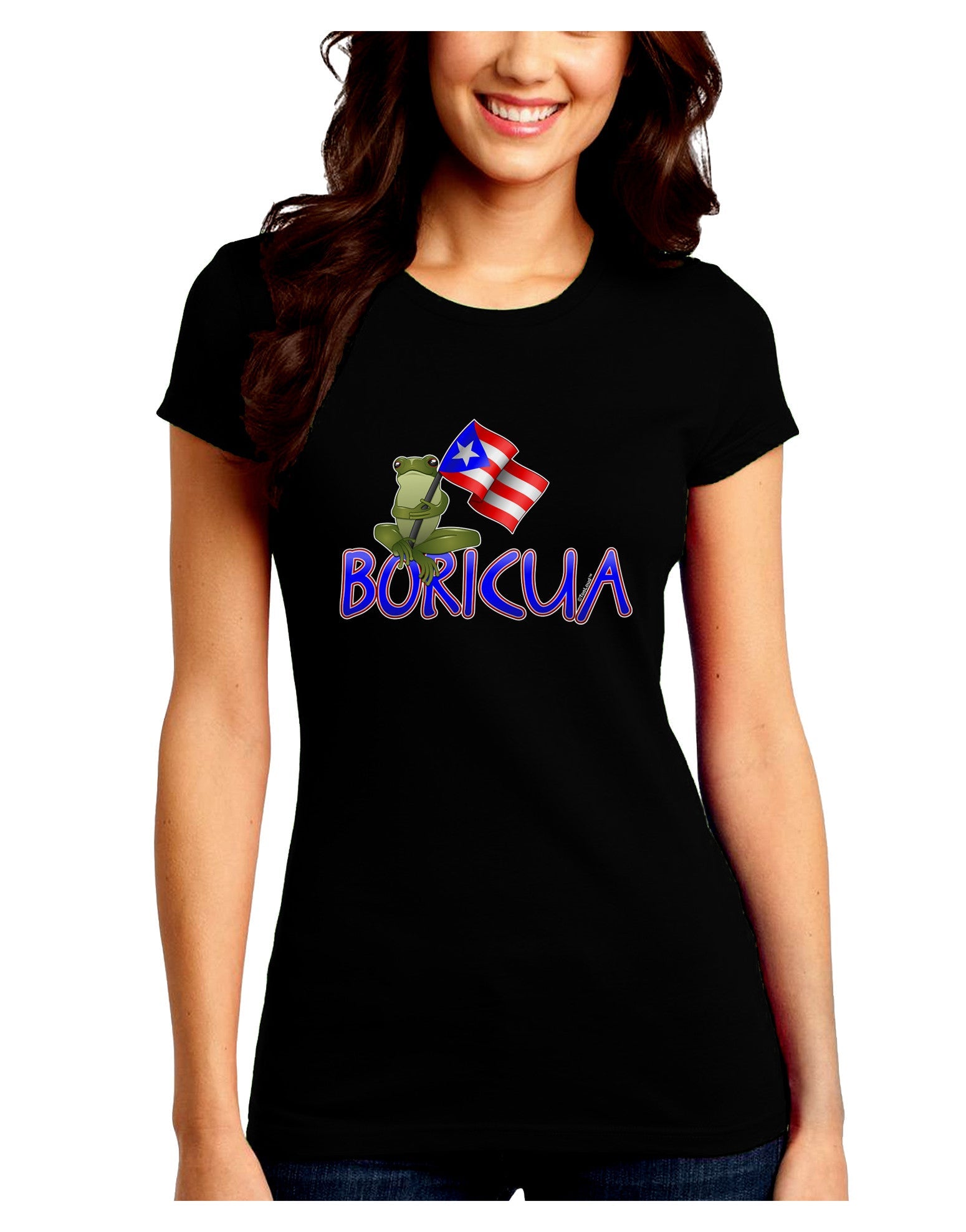 Coqui Boricua Juniors Petite Crew Dark T-Shirt-T-Shirts Juniors Tops-TooLoud-Black-Juniors Fitted Small-Davson Sales