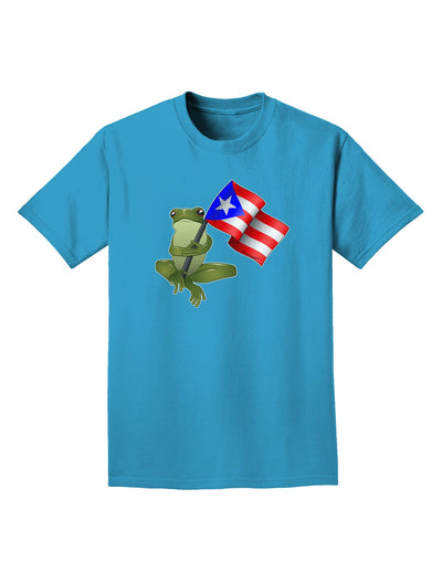 Coqui Holding Flag Adult Dark T-Shirt-Mens T-Shirt-TooLoud-Turquoise-Small-Davson Sales