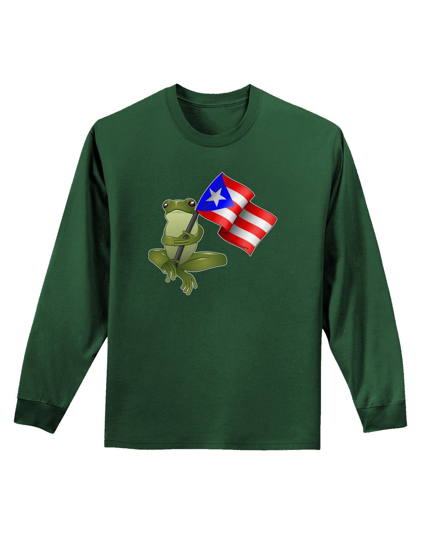 Coqui Holding Flag Adult Long Sleeve Dark T-Shirt-TooLoud-Dark-Green-Small-Davson Sales