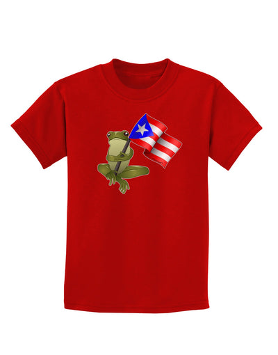 Coqui Holding Flag Childrens Dark T-Shirt-Childrens T-Shirt-TooLoud-Red-X-Small-Davson Sales