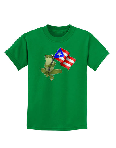 Coqui Holding Flag Childrens Dark T-Shirt-Childrens T-Shirt-TooLoud-Kelly-Green-X-Small-Davson Sales