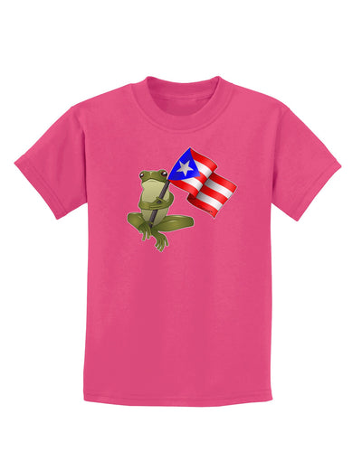 Coqui Holding Flag Childrens Dark T-Shirt-Childrens T-Shirt-TooLoud-Sangria-X-Small-Davson Sales