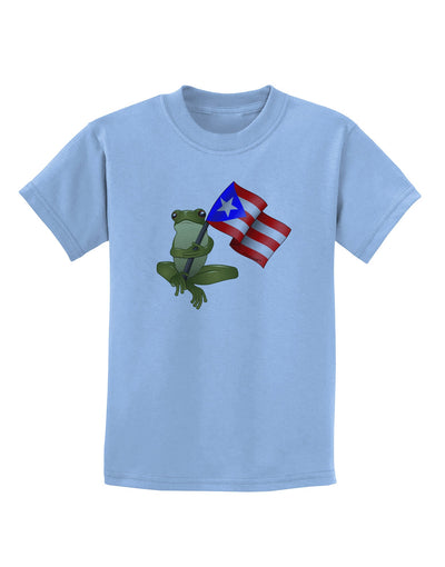 Coqui Holding Flag Childrens T-Shirt-Childrens T-Shirt-TooLoud-Light-Blue-X-Small-Davson Sales