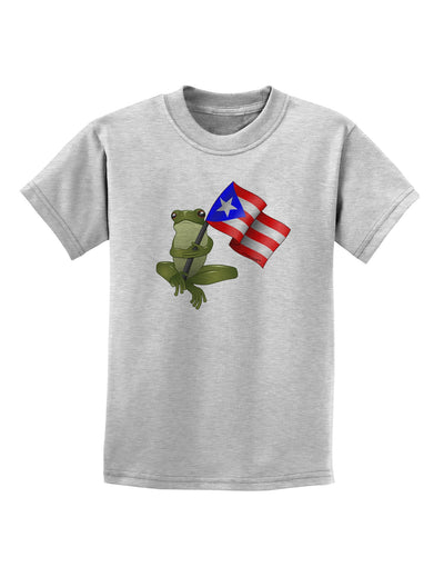 Coqui Holding Flag Childrens T-Shirt-Childrens T-Shirt-TooLoud-AshGray-X-Small-Davson Sales