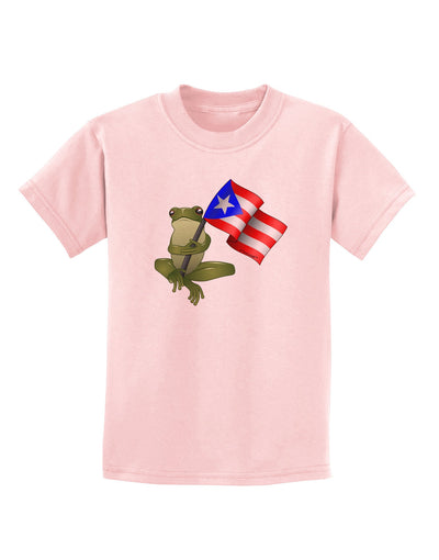 Coqui Holding Flag Childrens T-Shirt-Childrens T-Shirt-TooLoud-PalePink-X-Small-Davson Sales