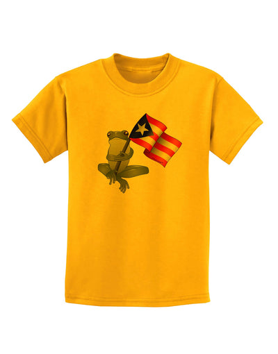 Coqui Holding Flag Childrens T-Shirt-Childrens T-Shirt-TooLoud-Gold-X-Small-Davson Sales