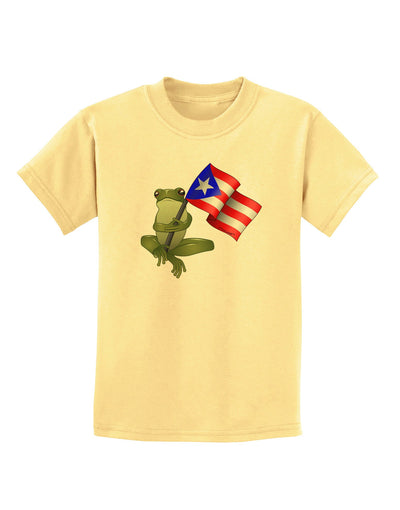 Coqui Holding Flag Childrens T-Shirt-Childrens T-Shirt-TooLoud-Daffodil-Yellow-X-Small-Davson Sales