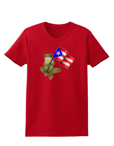 Coqui Holding Flag Womens Dark T-Shirt-TooLoud-Red-X-Small-Davson Sales