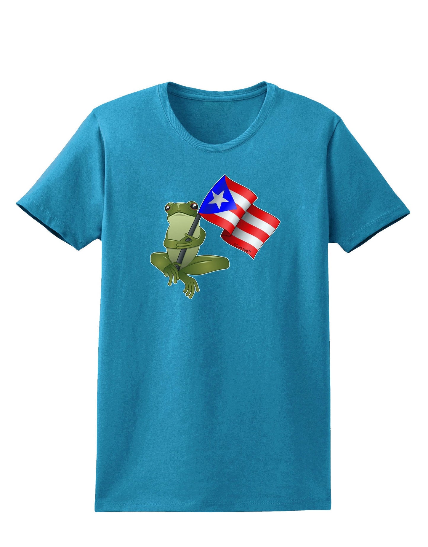 Coqui Holding Flag Womens Dark T-Shirt-TooLoud-Turquoise-X-Small-Davson Sales