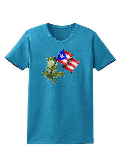 Coqui Holding Flag Womens Dark T-Shirt-TooLoud-Turquoise-X-Small-Davson Sales