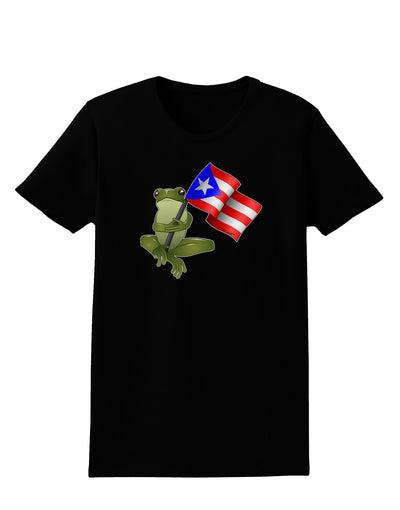 Coqui Holding Flag Womens Dark T-Shirt-TooLoud-Black-X-Small-Davson Sales