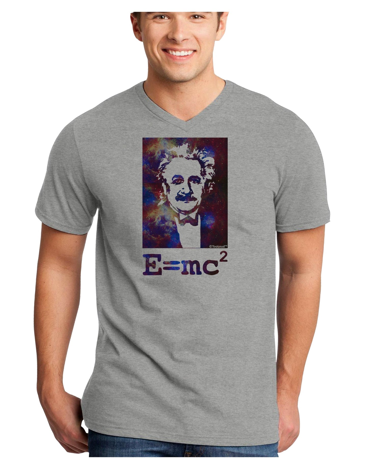 Cosmic Galaxy - E equals mc2 Adult V-Neck T-shirt by TooLoud-Mens V-Neck T-Shirt-TooLoud-HeatherGray-Small-Davson Sales