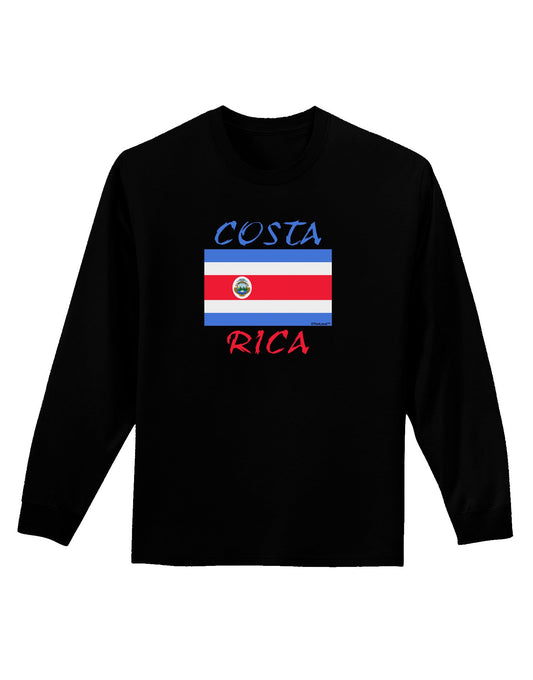 Costa Rica Flag Adult Long Sleeve Dark T-Shirt-TooLoud-Black-Small-Davson Sales