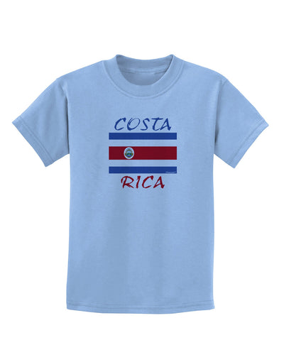 Costa Rica Flag Childrens T-Shirt-Childrens T-Shirt-TooLoud-Light-Blue-X-Small-Davson Sales