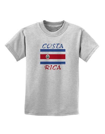 Costa Rica Flag Childrens T-Shirt-Childrens T-Shirt-TooLoud-AshGray-X-Small-Davson Sales