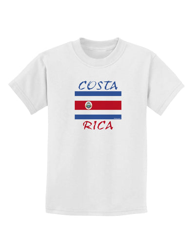 Costa Rica Flag Childrens T-Shirt-Childrens T-Shirt-TooLoud-White-X-Small-Davson Sales