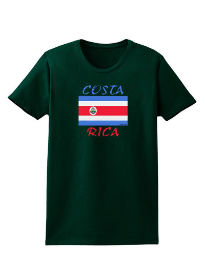 Costa Rica Flag Womens Dark T-Shirt-TooLoud-Forest-Green-Small-Davson Sales