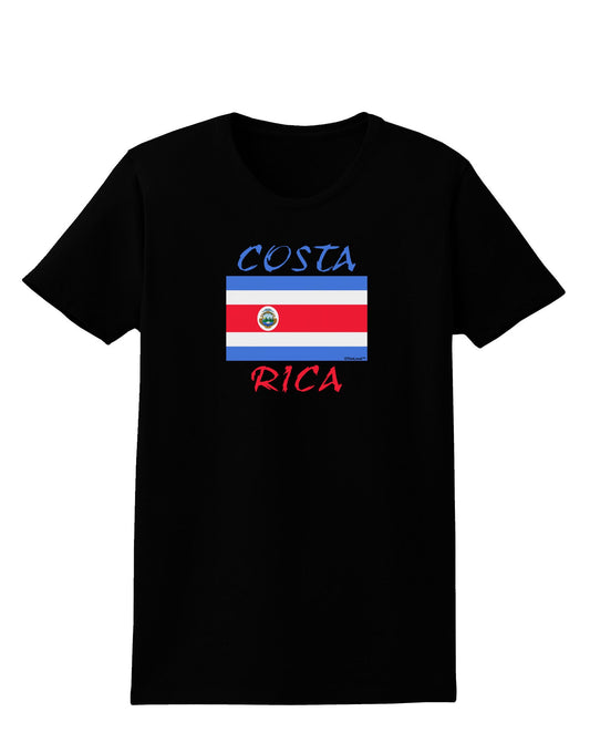 Costa Rica Flag Womens Dark T-Shirt-TooLoud-Black-X-Small-Davson Sales