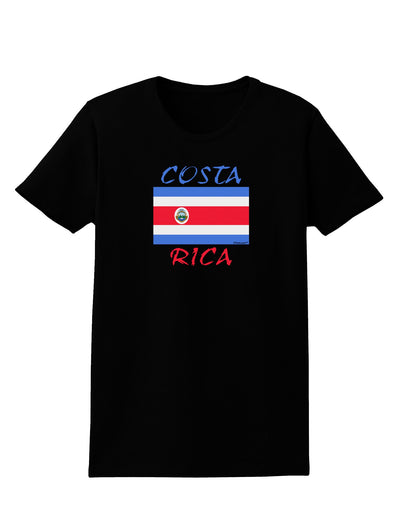 Costa Rica Flag Womens Dark T-Shirt-TooLoud-Black-X-Small-Davson Sales