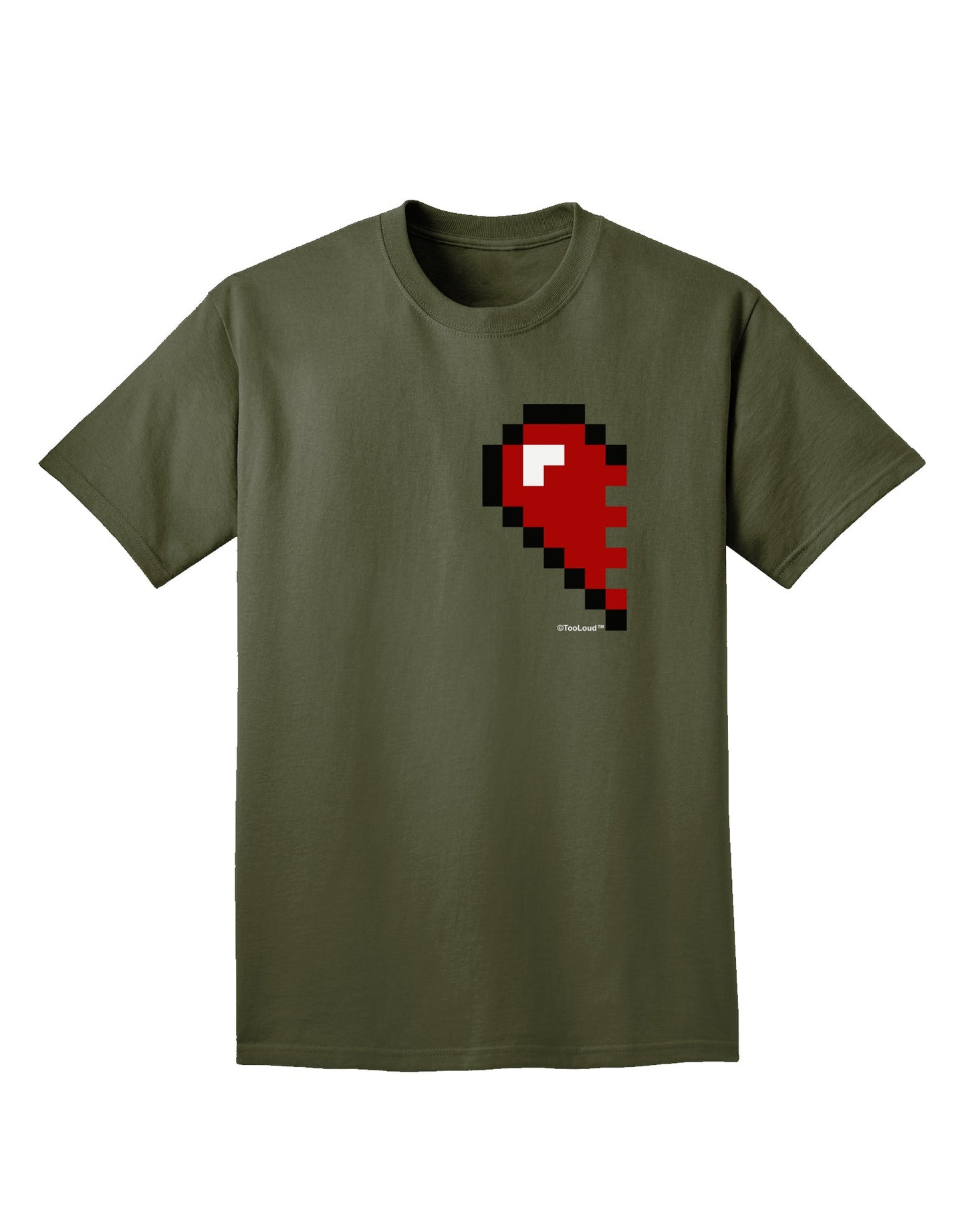 Couples Pixel Heart Design - Left Adult Dark T-Shirt by TooLoud-Mens T-Shirt-TooLoud-Military-Green-Small-Davson Sales
