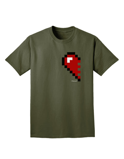 Couples Pixel Heart Design - Left Adult Dark T-Shirt by TooLoud-Mens T-Shirt-TooLoud-Military-Green-Small-Davson Sales