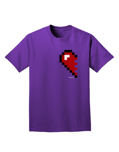 Couples Pixel Heart Design - Left Adult Dark T-Shirt by TooLoud-Mens T-Shirt-TooLoud-Purple-Small-Davson Sales