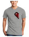 Couples Pixel Heart Design - Left Adult V-Neck T-shirt by TooLoud-Mens V-Neck T-Shirt-TooLoud-HeatherGray-Small-Davson Sales