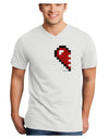 Couples Pixel Heart Design - Left Adult V-Neck T-shirt by TooLoud-Mens V-Neck T-Shirt-TooLoud-White-Small-Davson Sales