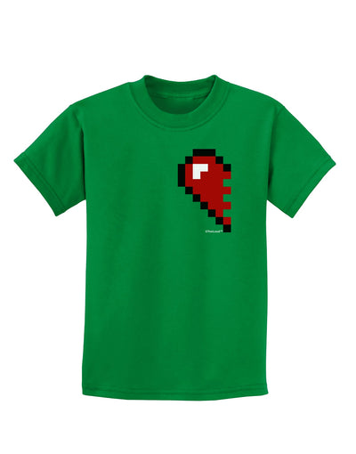 Couples Pixel Heart Design - Left Childrens Dark T-Shirt by TooLoud-Childrens T-Shirt-TooLoud-Kelly-Green-X-Small-Davson Sales