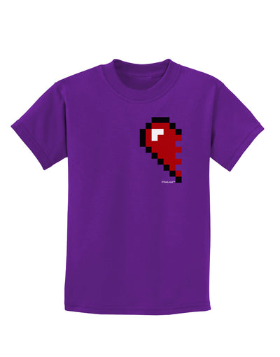 Couples Pixel Heart Design - Left Childrens Dark T-Shirt by TooLoud-Childrens T-Shirt-TooLoud-Purple-X-Small-Davson Sales