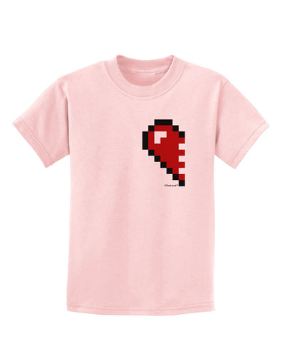 Couples Pixel Heart Design - Left Childrens T-Shirt by TooLoud-Childrens T-Shirt-TooLoud-PalePink-X-Small-Davson Sales