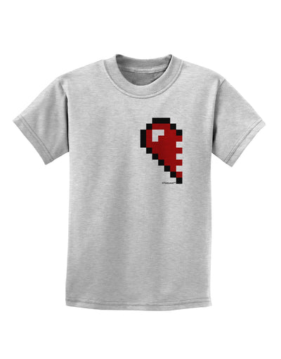 Couples Pixel Heart Design - Left Childrens T-Shirt by TooLoud-Childrens T-Shirt-TooLoud-AshGray-X-Small-Davson Sales