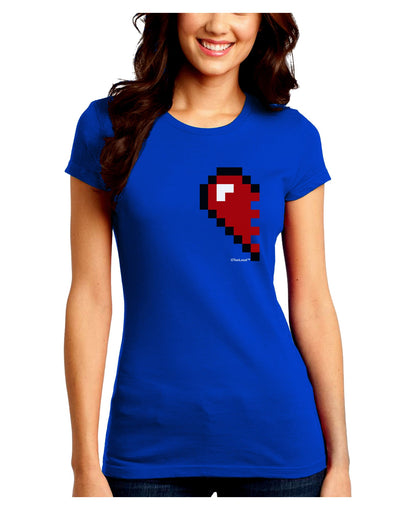 Couples Pixel Heart Design - Left Juniors Crew Dark T-Shirt by TooLoud-T-Shirts Juniors Tops-TooLoud-Royal-Blue-Juniors Fitted Small-Davson Sales