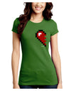 Couples Pixel Heart Design - Left Juniors Crew Dark T-Shirt by TooLoud-T-Shirts Juniors Tops-TooLoud-Kiwi-Green-Juniors Fitted X-Small-Davson Sales